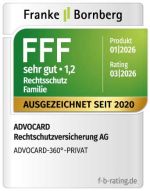 Franke und Bornberg: ADVOCARD-360°-PRIVAT ist „SEHR GUT“