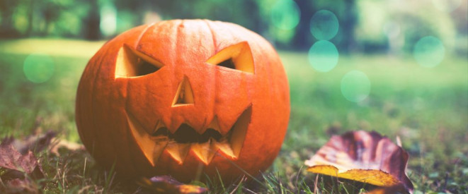 Halloween-Streiche: Sachbeschädigung und weitere Rechtsfragen. Ein Halloween-Kürbis mit geschnitztem Gruselgesicht.