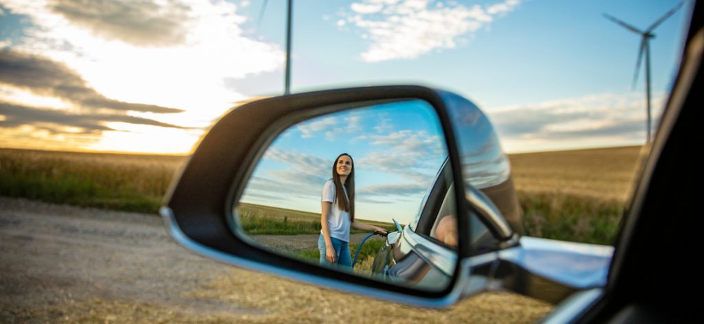 Reflektion im Autospiegel