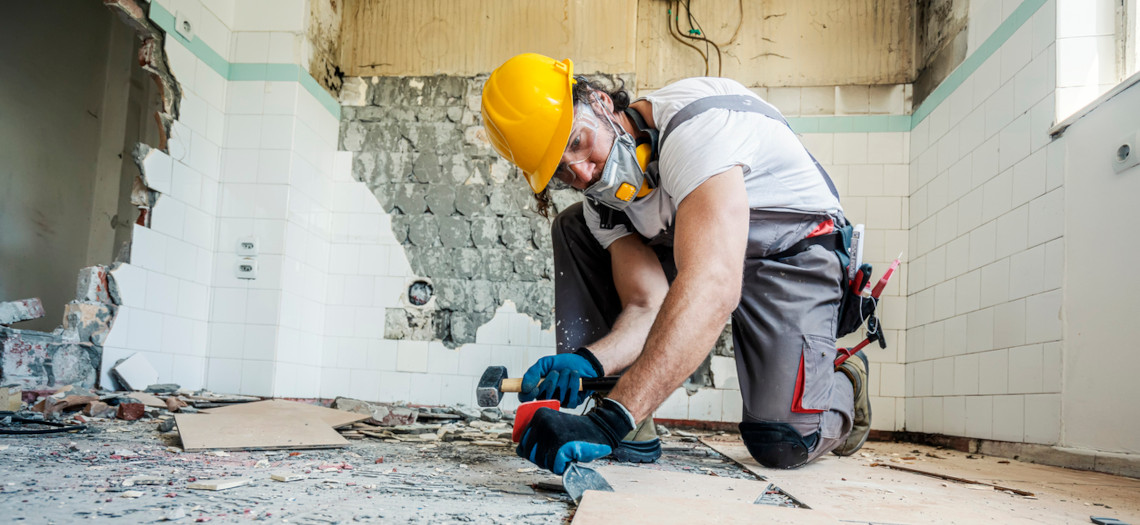 Bauarbeiter Wohnung Wand 