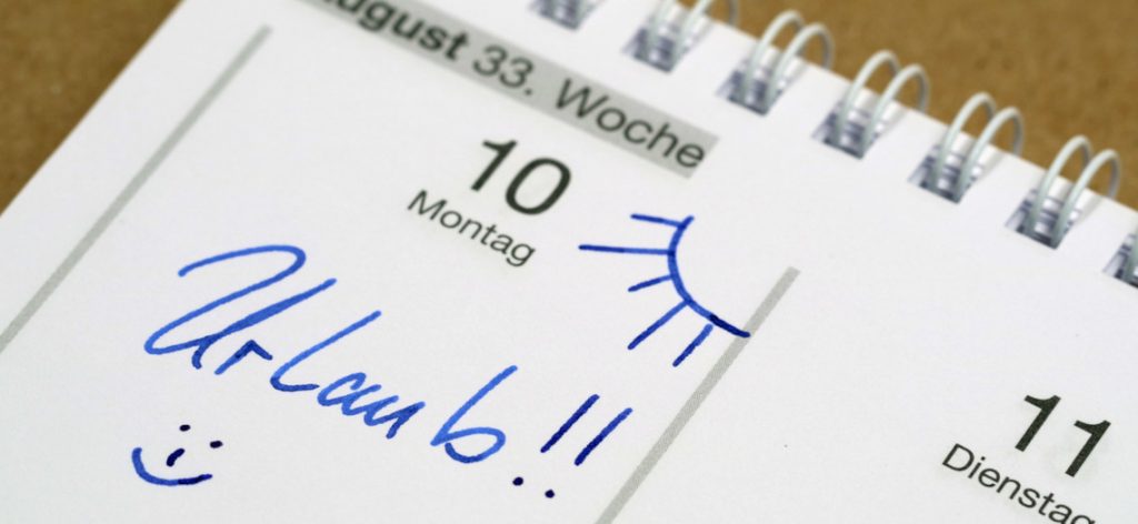 Urlaub eingetragen im Kalender